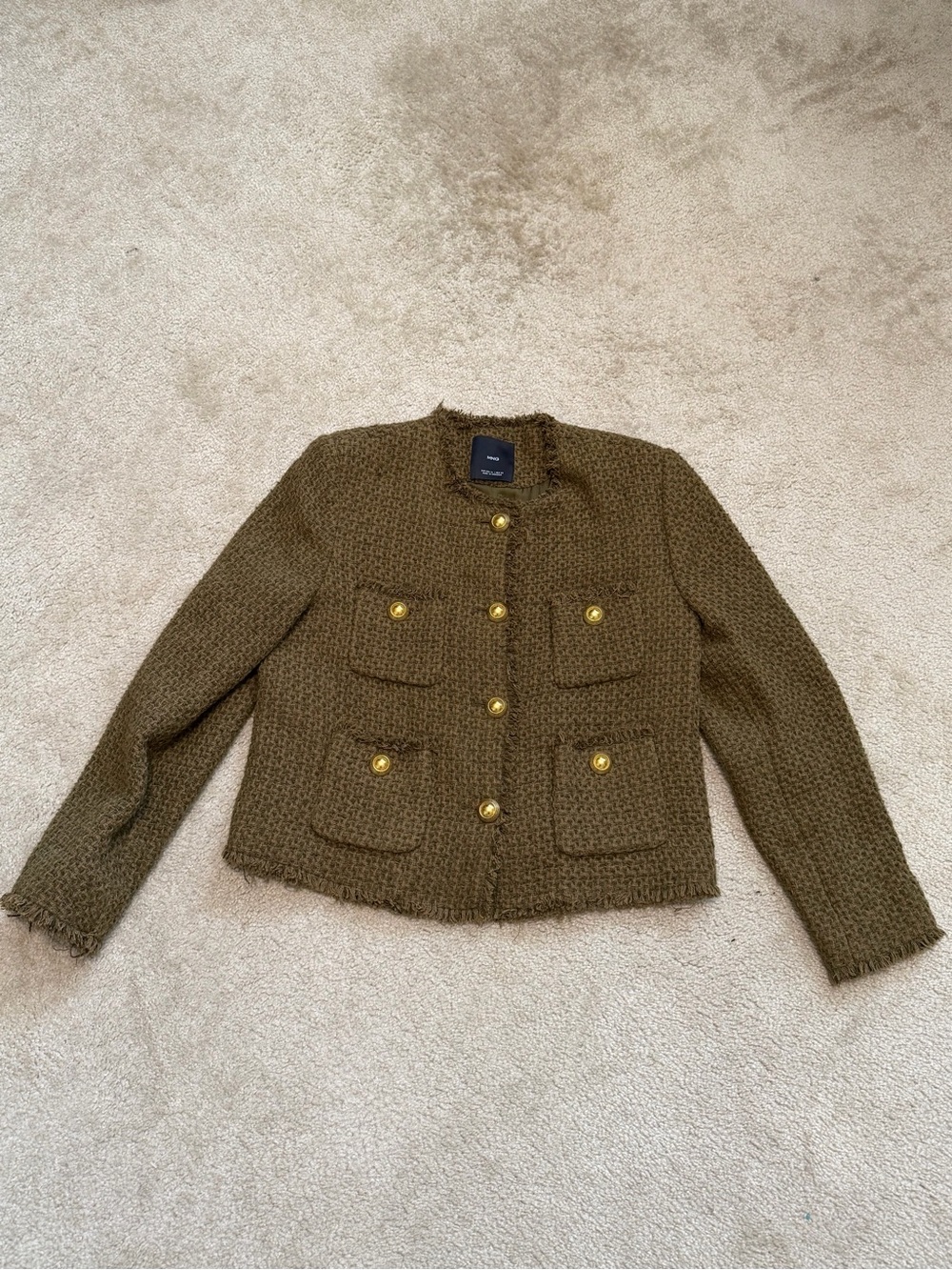 Mango Tweed Jacket with Jewel Buttons